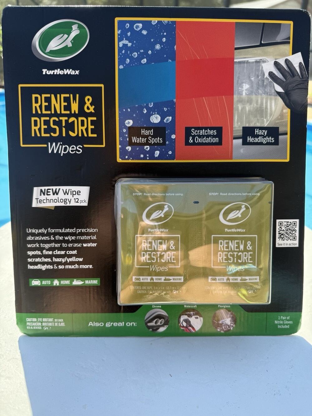 Turtle Wax Renew & Restore Wipes 12 Ct Paint Glass Headlight Oxidation Remover
